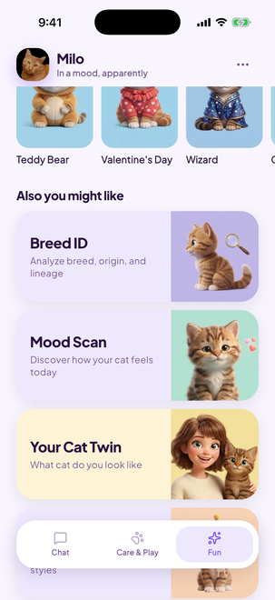 Breed ID, Mood Scan and Cat Twin