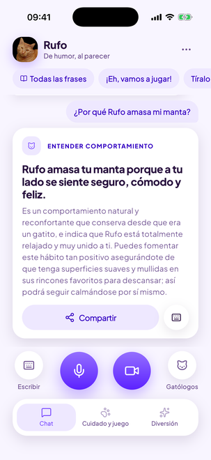 Respuestas sobre comportamiento y cuidados