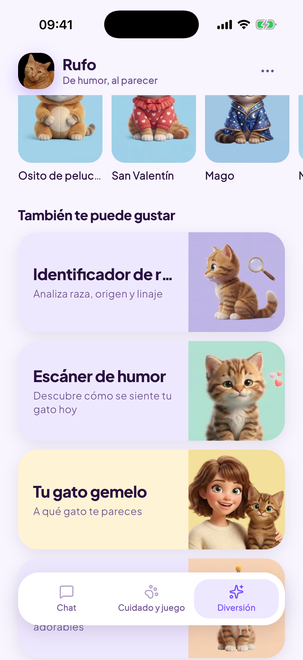 Identificador de raza, Escáner de humor y Gato gemelo